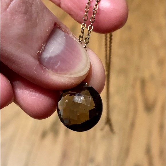 Gold over Sterling Silver Smokey Quartz Necklace - Picture 4 of 5